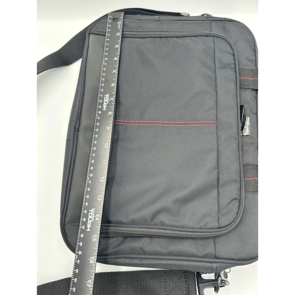Targus Black Nylon Laptop Messenger‎ Bag Red Stitching Briefcase Case TBT238US
